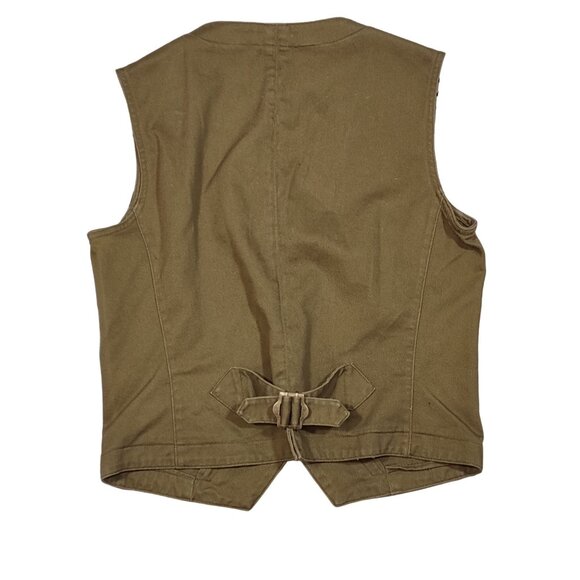 Cambridge Dry Goods Vest Green Denim Button Front Animal Paisley Print Medium - Picture 3 of 6